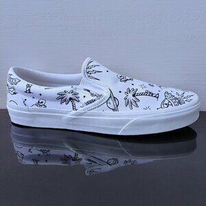 Vans Men Classic Slip-On Unidentified Alien UFO U-Paint Canvas Sneaker in White